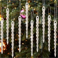 32 Pcs Glitter Icicle Ornament, 5.3