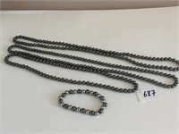 THREE STRANDS OF GRAY PEARLS TWO ARE 30" ONE 22"