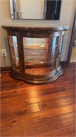 VINTAGE CURVED GLASS CHINA CABINET, LIGHTED