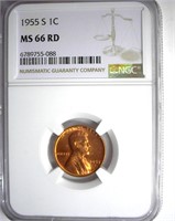 1955-S Cent NGC MS66 RD