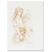 Small Breton Woman with Child Limited Edition Lith