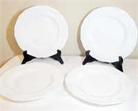 4 Vtg Indiana White Milk Glass Dinner Plates