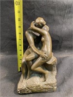 Vintage The Kiss Sculpture Bronze Finish 10"T x
