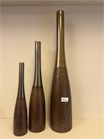 3 Textured Ceramic Decorative Vases