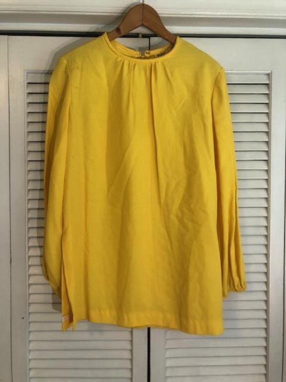 VINTAGE POINT OF VIEW YELLOW BLOUSE SIZE 14