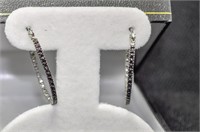 Black diamond hoop earrings