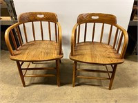 2 Antique Caboose Oak Chairs