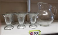 WATER PITCHER & (6)  PARFAIT GLASSES