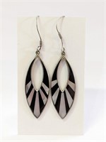 Silver, Mother of Pearl & Onyx Earrings  T