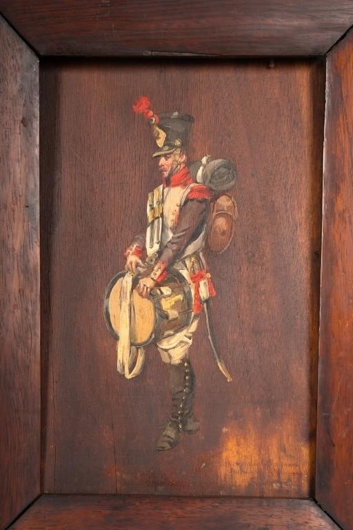 Antique Oil on Wood of French Soldier