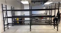 9 Sections Black Shelving with Wire Grid Shelves