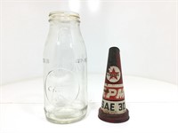 Caltex Embossed Quart Bottle & RPM Tin Top