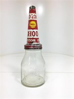 Shell Embossed Pint Bottle & X-100 Tin Top