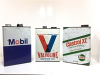 3 x Gallon Tins - Castrol, Valvoline, Mobil