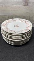 10 Bridal Rose Pattern 8.5" Plates Assorted Makers