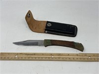 Stainless steel, leather knife with leather sheath