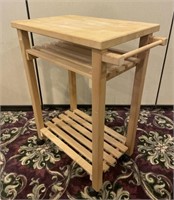 Wood Butcher Block Rolling Kitchen Cart