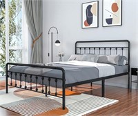 Metal Queen Bed Frame, Vintage Headboard and Footb