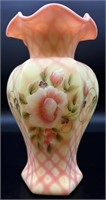 Fenton Burmese Hp Adoration Rose Vase— Diamond