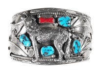 Marie B. Signed Sterling Navajo Cuff Bracelet