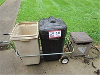 Trash Cans & Cart and Hose Reel