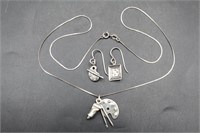Roja 925 Artist's Necklace & Earrings - 7g