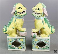 Ceramic Foo Dog Figurines / 2 pc