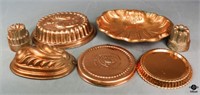Copper Molds & Shell Platter / 7 pc