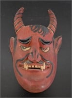 Old Painted Wooden Devil Mask
