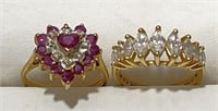 2pc Gold Ring Stamped 14 K; Ruby & Diamond Ring