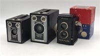 3 Vintage Cameras (2) Art Deco Brownie Kodaks