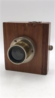 Early Wood & Brass Cameraw/ Black Bellows Lens Is