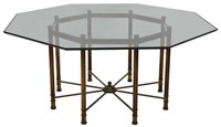 LARGE MASTERCRAFT GLASS & STEEL DINING TABLE
