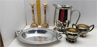 6pc SILVER PLATED SERVING PC & PR. CANDLE STICKS