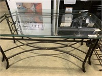 COFFEE TABLE WITH METAL BASE AND BEVELED GLASS