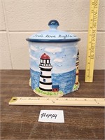 Michael Sparks Lighthouse cookie jar -7in by 8in