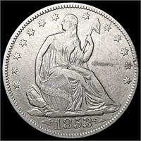 1853 Arws & Rays Seated Liberty Half Dollar