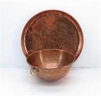 Large Hammered Copper Tray & French Bowl