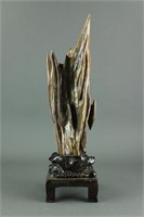 Chinese Wood Fossil Scholar Deco w/ Stand