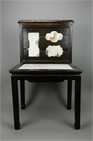 Chinese Old Rosewood Chair w/ Marble Deco