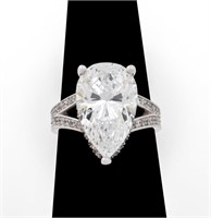 14K White Gold Pear Shaped CZ Solitaire Ring