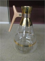 Vintage Pyrex Glass Gold trim Coffee  Carafe