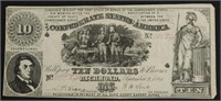 1861 10 $ CONFEDERATE NOTE VF