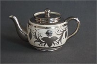 Price Brothers England White and Platinum Teapot