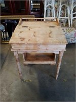 Antique Primitive Raw Wood Secretary Desk