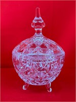 Vintage Footed Crystal Candy Dish Bowl W/ Lid
