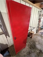 red metal cabinet/locker