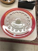 Fancy Ruby flash pedestal cake plate