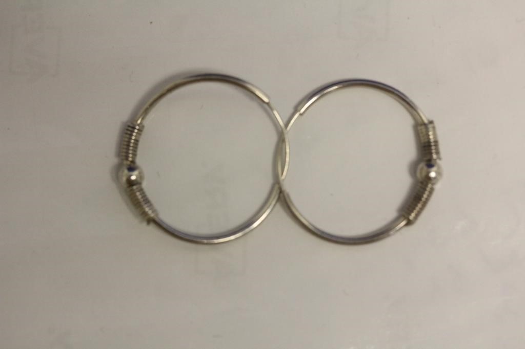 Pair of Sterling Hoop Earrings