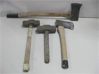 Two Sledge Hammers & Two Axes See Info